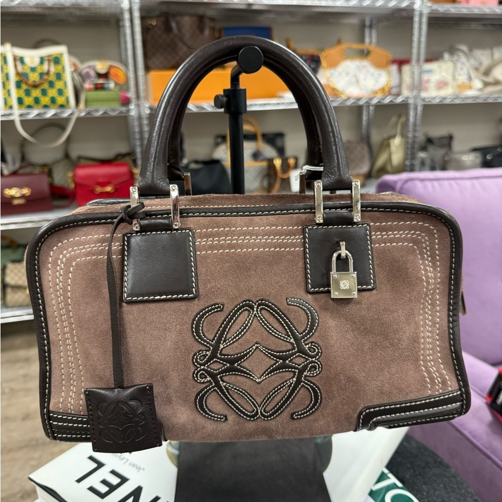 Brown and Black Handbag with Logo